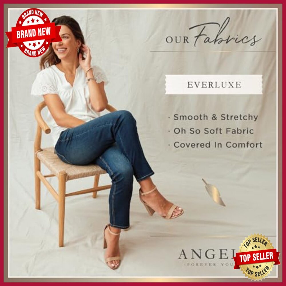 Straight Leg Crop Jeans, Mid Rise, 26" Inseam, Stretch Denim, 5 Pockets - Picture 5 of 7